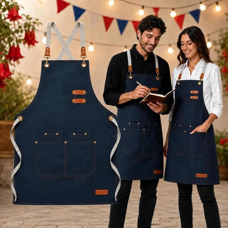 DELANTAL AJUSTABLE UNISEX CON BOLSILLOS PARA COCINA Y TALLER - 2