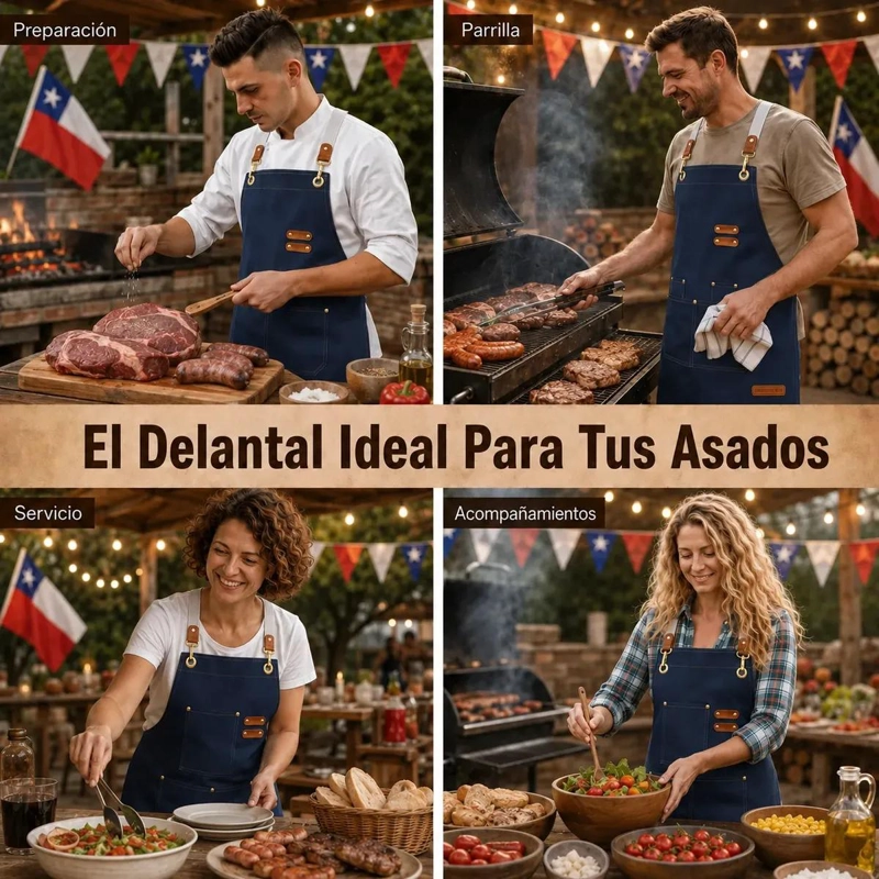 DELANTAL AJUSTABLE UNISEX CON BOLSILLOS PARA COCINA Y TALLER - 4