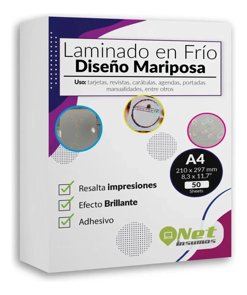 RESMA LAMINADA EN FRIO CON DISEÑO DE MARIPOSA 50 HOJAS - 1