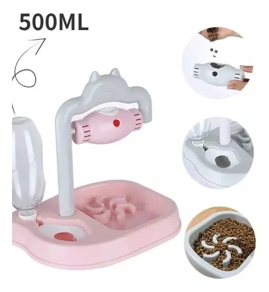 PLATO INTERACTIVO CON DISPENSADOR DE AGUA Y JUGUETE PARA MASCOTAS - 3