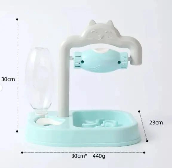 PLATO INTERACTIVO CON DISPENSADOR DE AGUA Y JUGUETE PARA MASCOTAS - 5