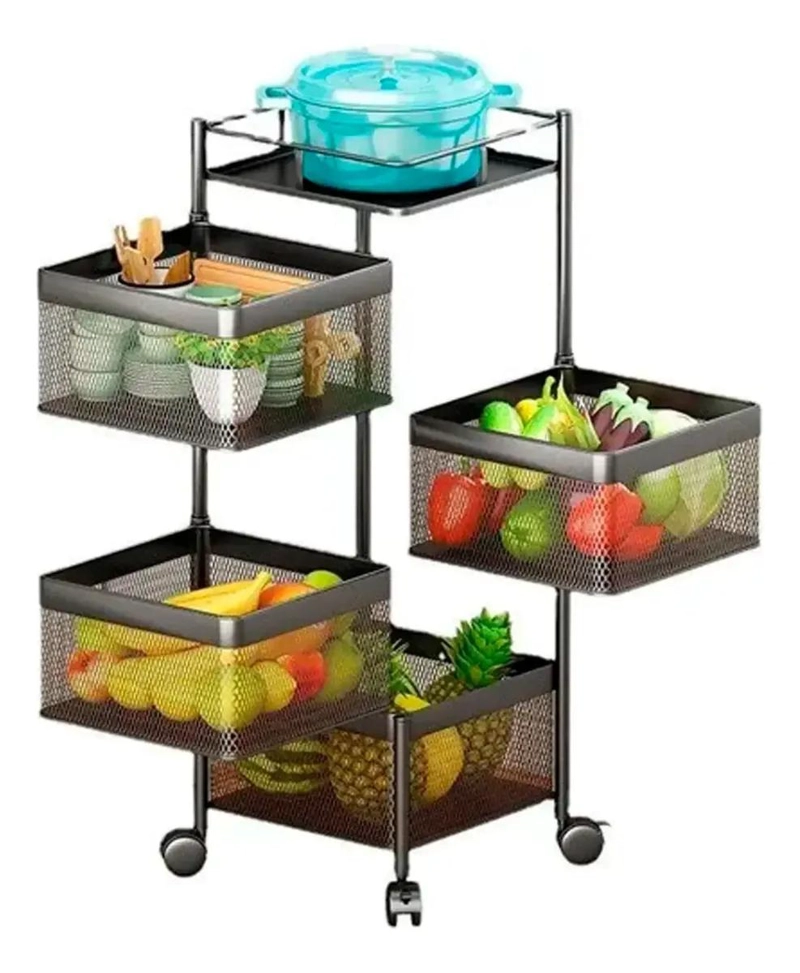 CARRITO ORGANIZADOR GIRATORIO DE 4 CESTAS PARA COCINA - 1