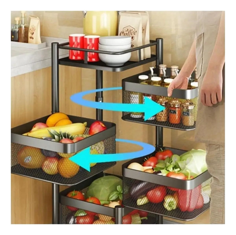 CARRITO ORGANIZADOR GIRATORIO DE 4 CESTAS PARA COCINA - 3