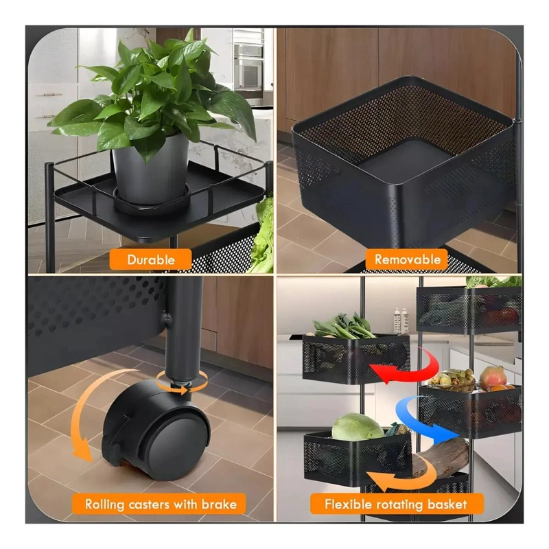 CARRITO ORGANIZADOR GIRATORIO DE 4 CESTAS PARA COCINA - 5
