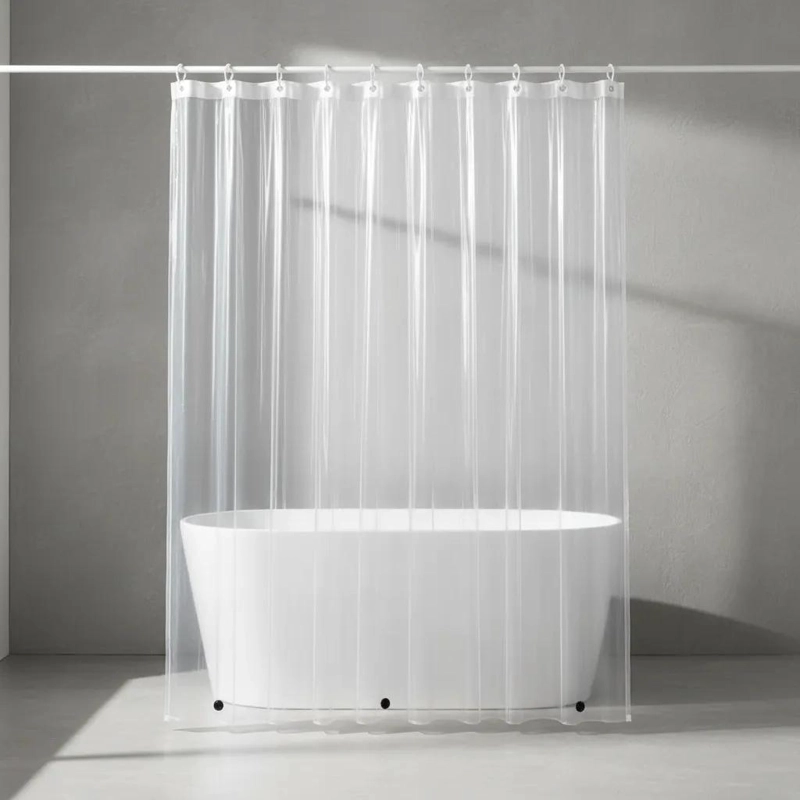 CORTINA DE DUCHA TRANSPARENTE IMPERMEABLE 180X180CM CON GANCHOS - 8