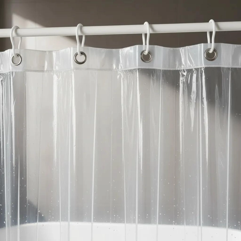 CORTINA DE DUCHA TRANSPARENTE IMPERMEABLE 180X180CM CON GANCHOS - 9