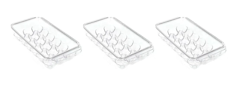 PACK DE 3 ORGANIZADORES DE HUEVOS CON TAPA PARA 18 UNIDADES - 1