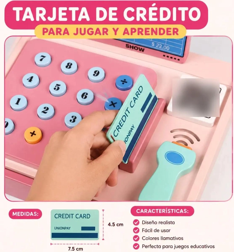 CAJA REGISTRADORA DE MADERA 27 PIEZAS PARA JUEGO INFANTIL - 8