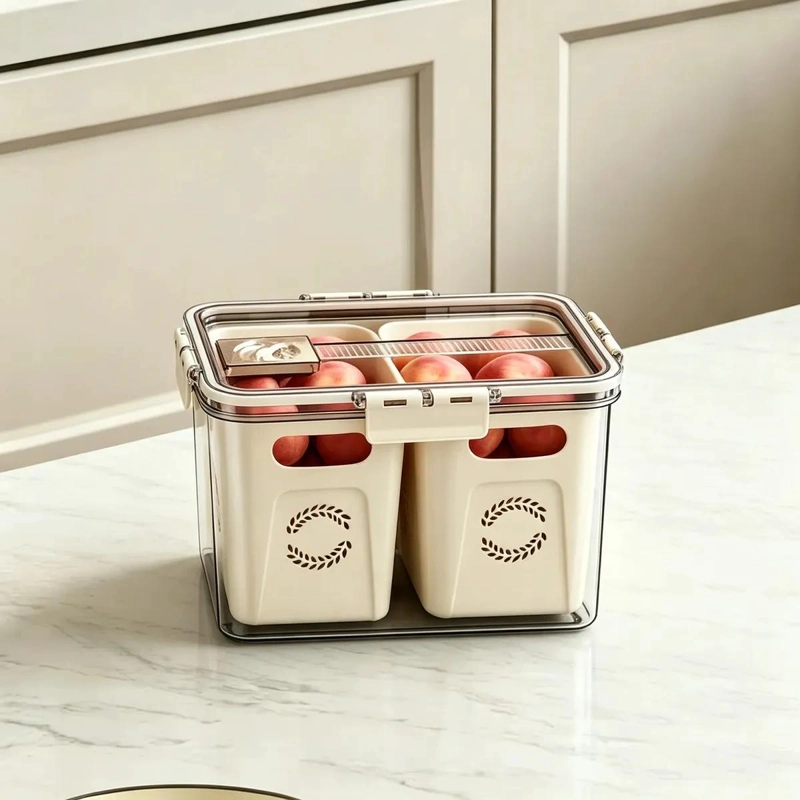 ORGANIZADOR DE FRUTAS Y VERDURAS CON CESTA Y TAPA TRANSPARENTE - 4