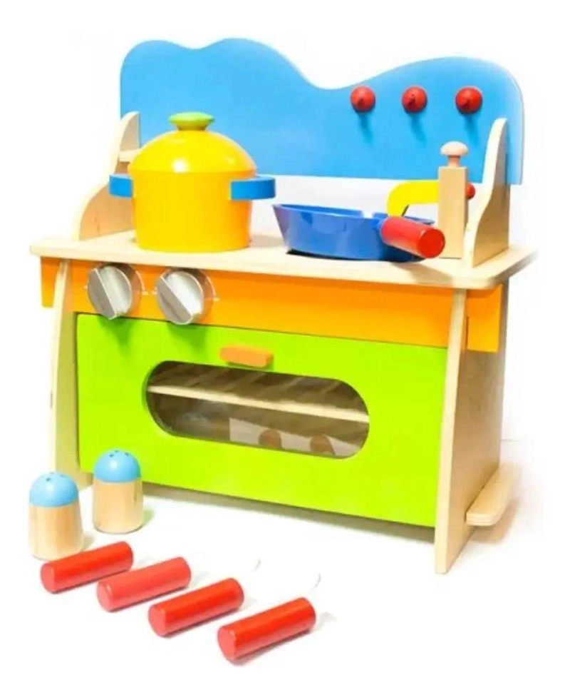 JUEGO DIDACTICO DE COCINA CON UTENSILIOS DE MADERA PARA NIÑOS - 2