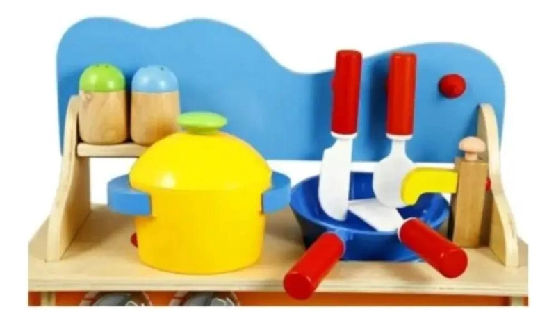 JUEGO DIDACTICO DE COCINA CON UTENSILIOS DE MADERA PARA NIÑOS - 3