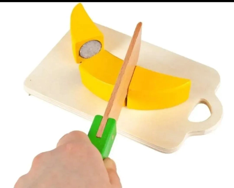 BALDE DE MADERA PARA CORTAR FRUTAS Y VERDURAS CON VELCRO - 3