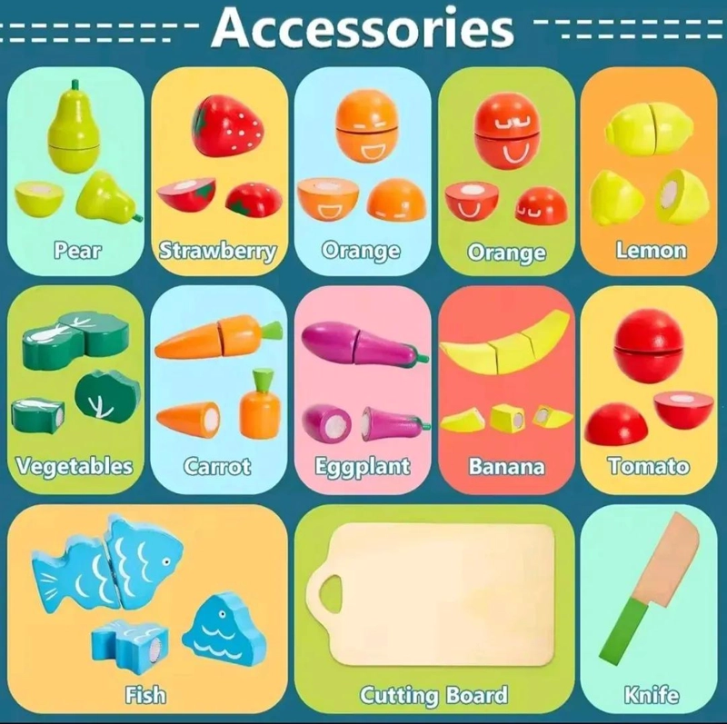 BALDE DE MADERA PARA CORTAR FRUTAS Y VERDURAS CON VELCRO - 5