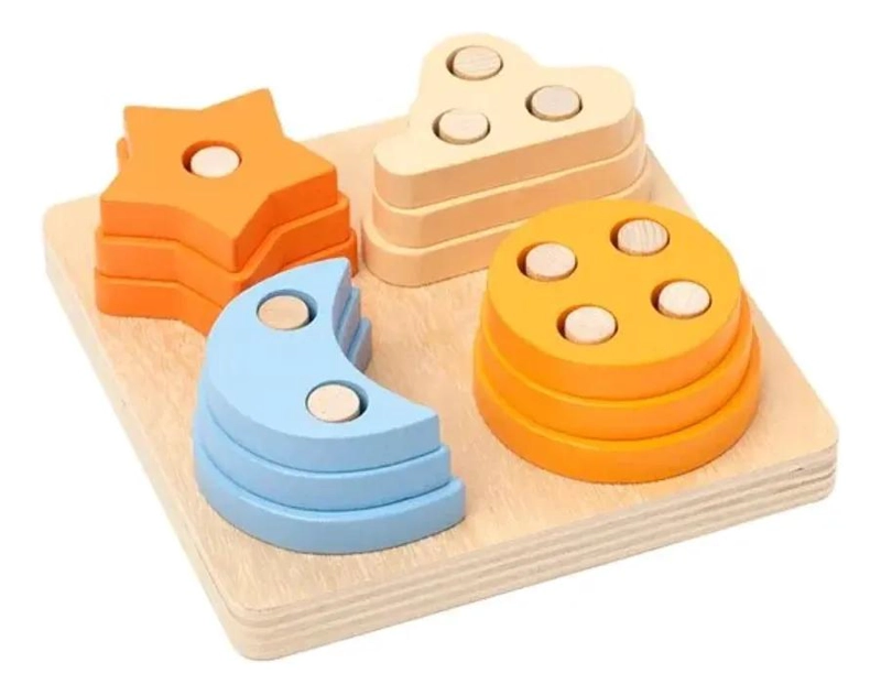 JUGUETE APILABLE DE MADERA PARA BEBE S CON 12 PIEZAS - 1
