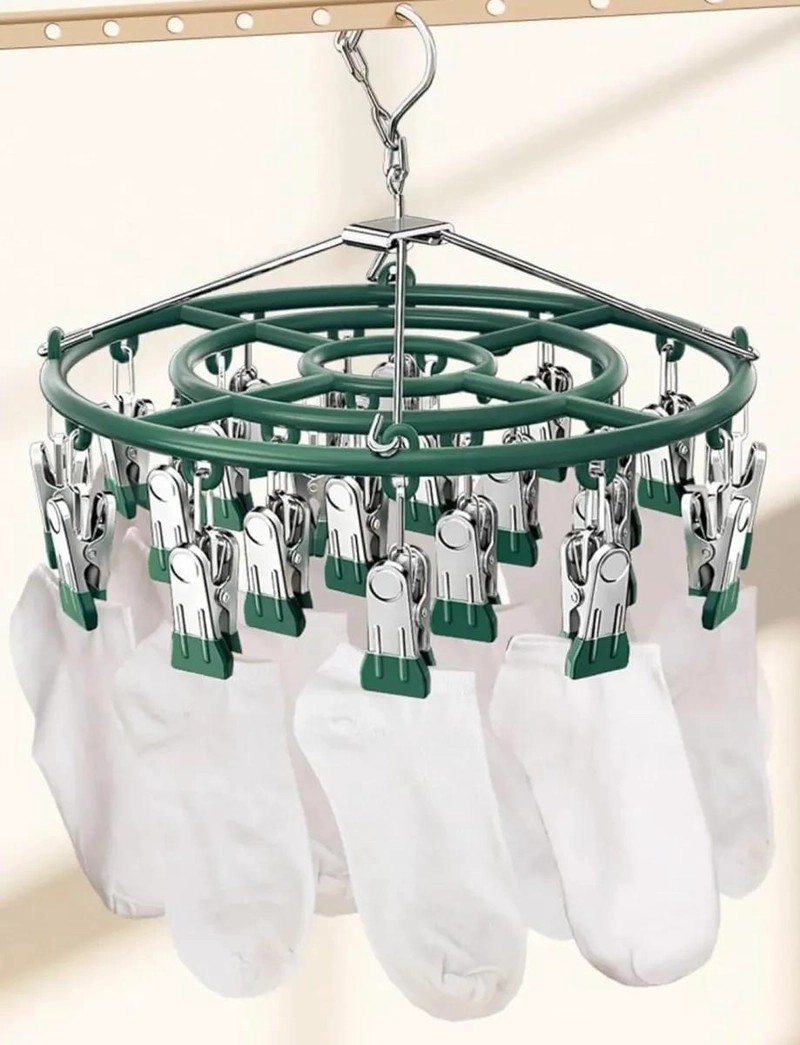 COLGADOR PLEGABLE PARA CALCETINES Y ROPA INTERIOR CON 24 CLIPS - 4