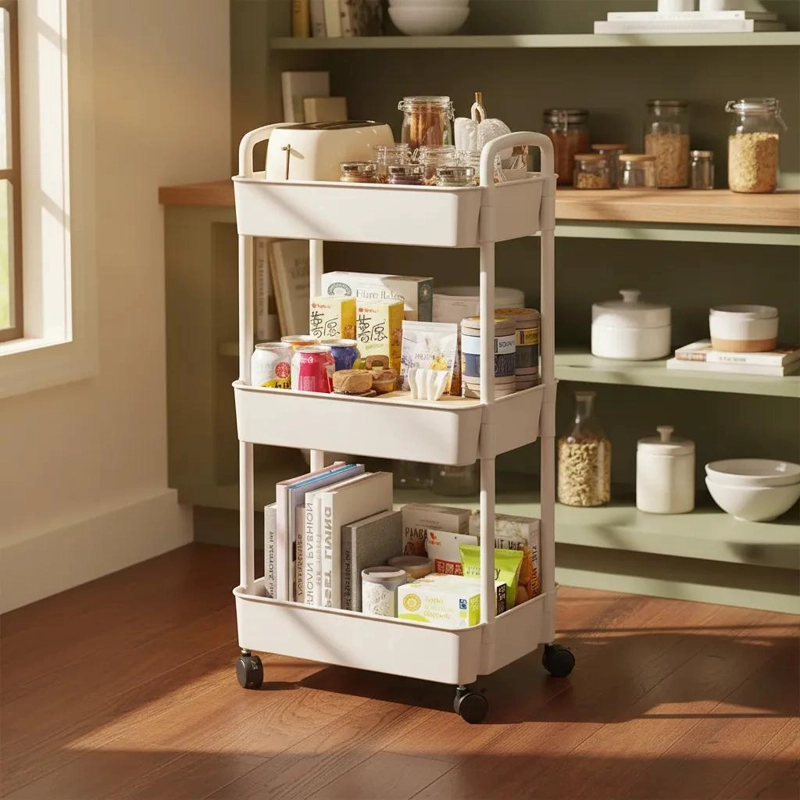 CARRITO ORGANIZADOR DE PLASTICO CON RUEDAS Y 3 NIVELES - 1