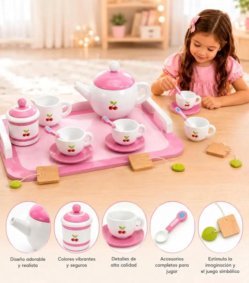 JUEGO DE TE  INFANTIL DE MADERA CON 11 PIEZAS - 10
