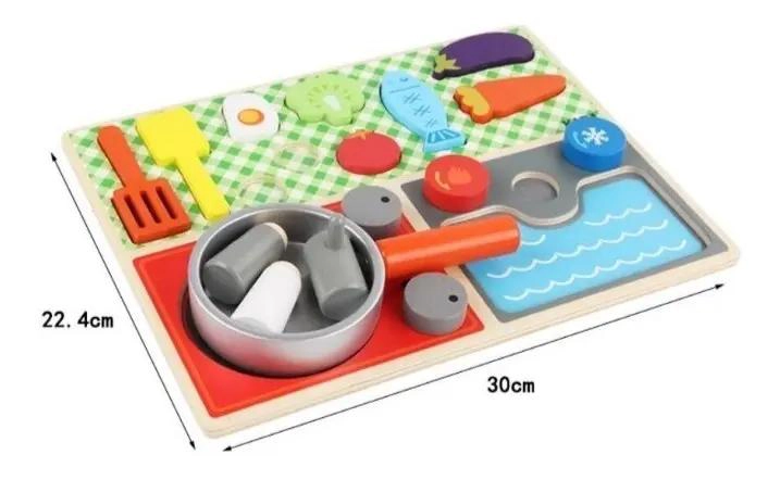 JUEGO DE COCINA DE MADERA DIDACTICO PARA NIÑOS - 10