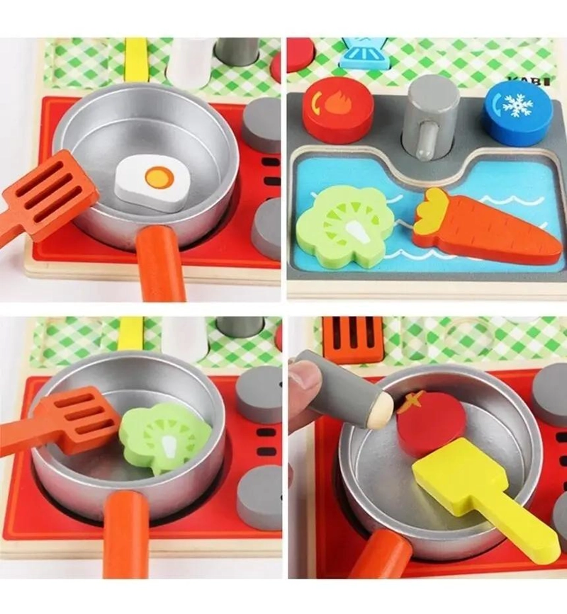 JUEGO DE COCINA DE MADERA DIDACTICO PARA NIÑOS - 6