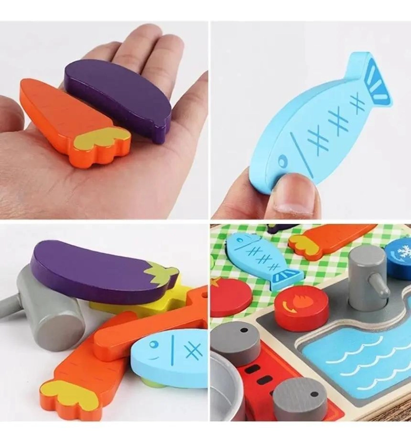 JUEGO DE COCINA DE MADERA DIDACTICO PARA NIÑOS - 9