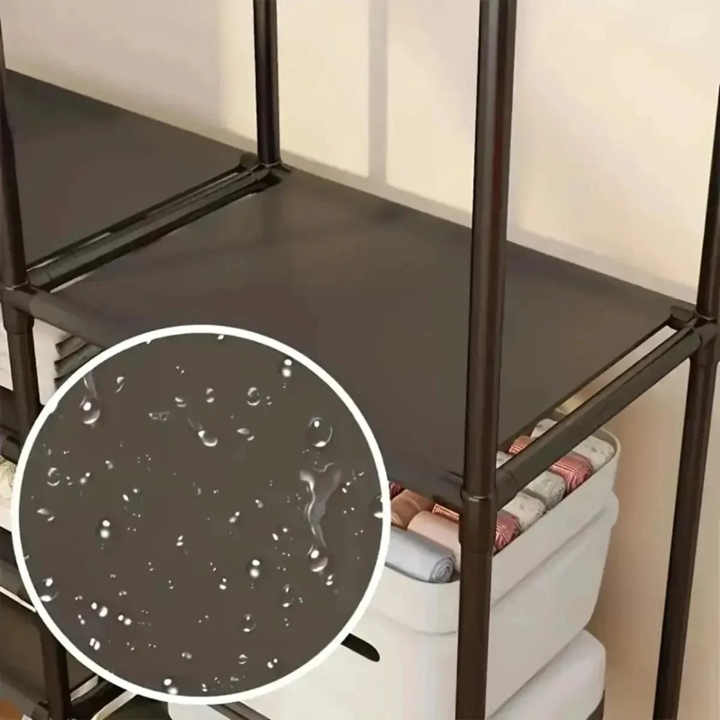 PERCHERO ORGANIZADOR DE ROPA CON ESTANTES Y BARRA - 6