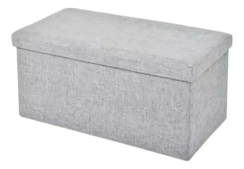 PUFF SILLA CUBO ORGANIZADOR PLEGABLE GRIS 49X31 CM - 1