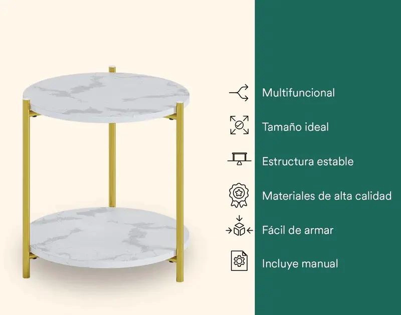 MESA CENTRO REDONDA ELEGANTE PARA LIVING Y EXTERIOR - 6