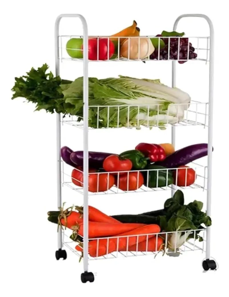 CARRITO ORGANIZADOR DE VERDURAS Y FRUTAS CON 4 ESTANTES Y RUEDAS - 1