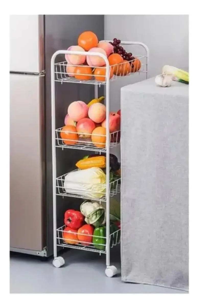 CARRITO ORGANIZADOR DE VERDURAS Y FRUTAS CON 4 ESTANTES Y RUEDAS - 5