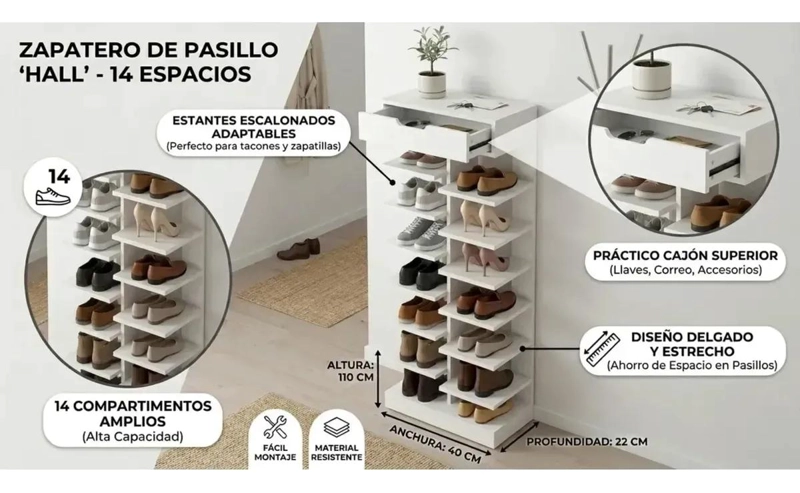 ZAPATERO ORGANIZADOR DE 14 NIVELES PARA CALZADO - 3