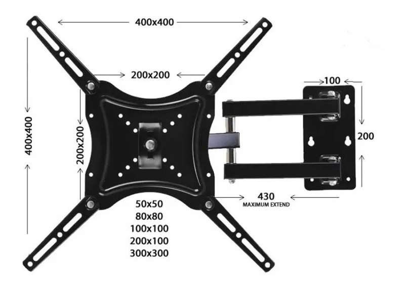 SOPORTE PARED ARTICULADO INCLINABLE PARA PANTALLAS DE 14 A 43 PULGADAS - 7