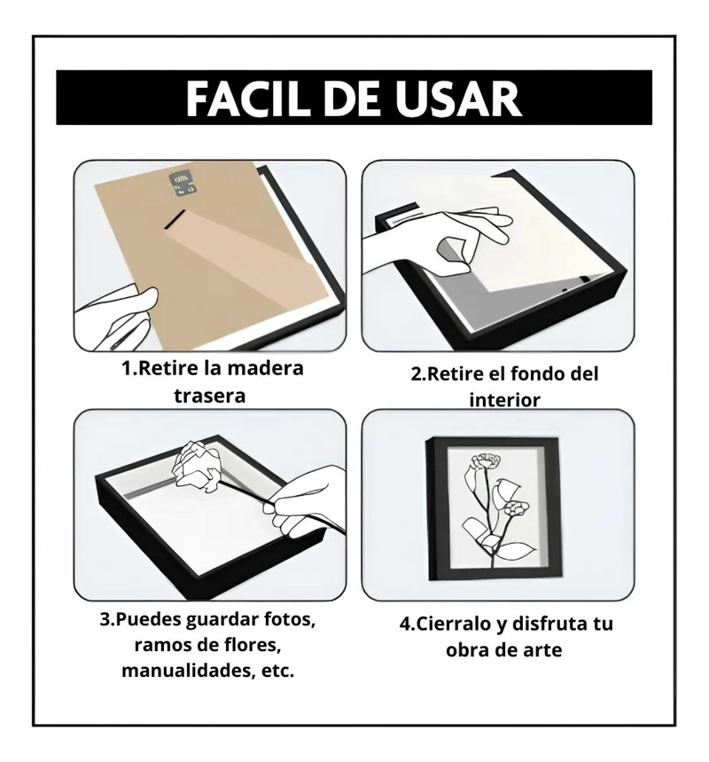 MARCO DECORATIVO SHADOW BOX 20X20 CM PARA FOTOS Y RECUERDOS - 9