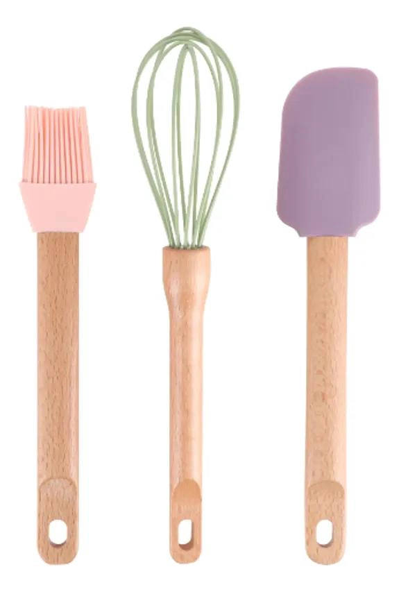 SET DE 3 UTENSILIOS DE SILICONA Y MADERA PARA REPOSTERIA - 3