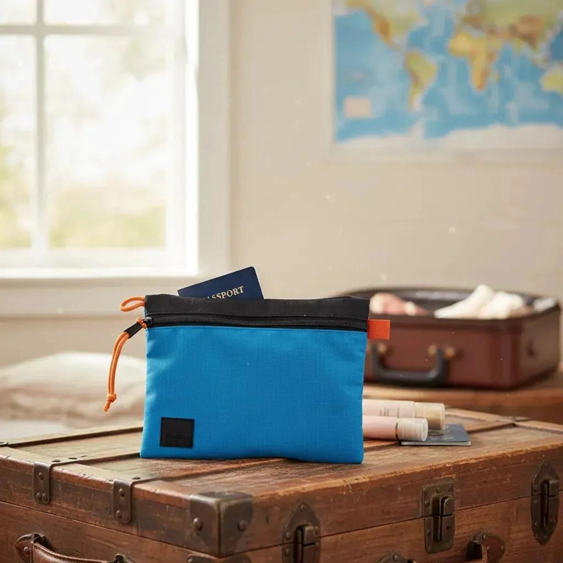 ESTUCHE UNISEX URBANO COLOR AZUL CON CIERRE PRACTICO - 1