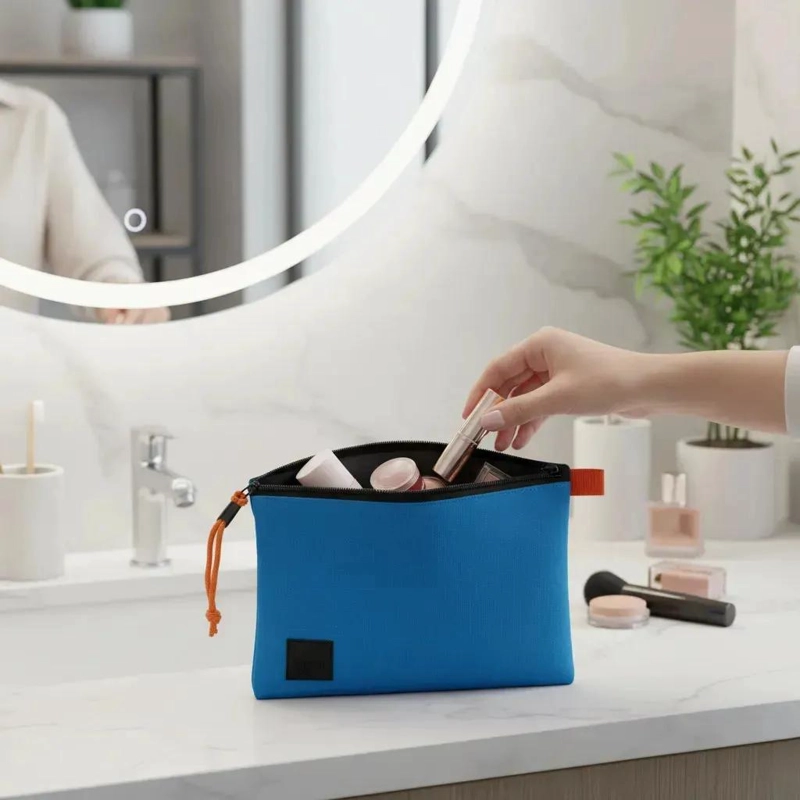 ESTUCHE UNISEX URBANO COLOR AZUL CON CIERRE PRACTICO - 6