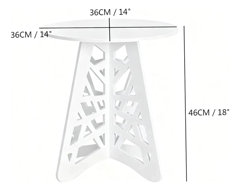MESA CENTRO MINIMALISTA REDONDA DE MADERA BLANCA 36CM - 3