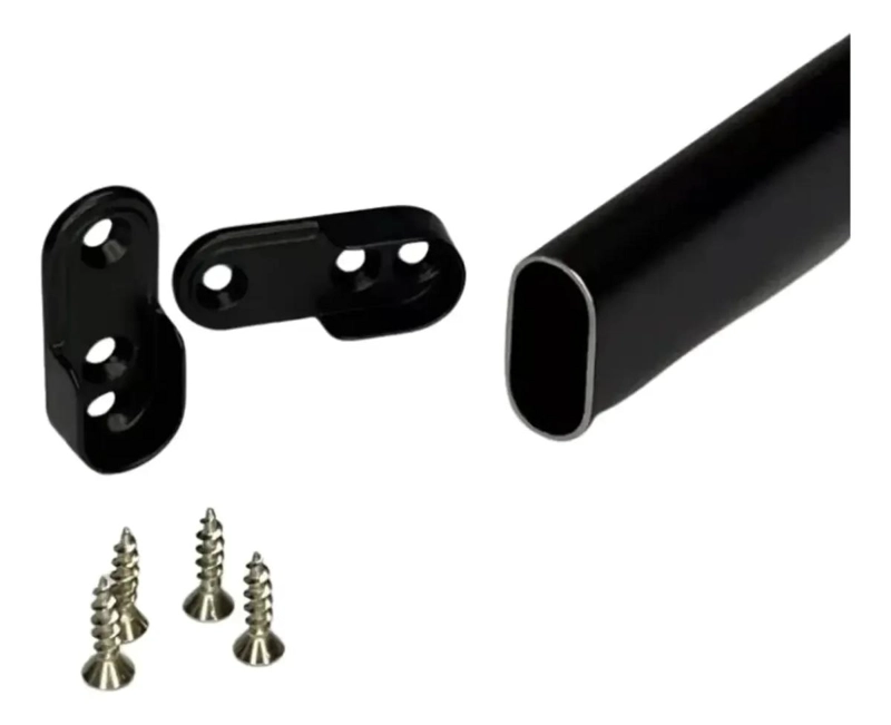 BARRA COLGANTE OVALADA PARA CLOSET 100 CM COLOR NEGRO - 5