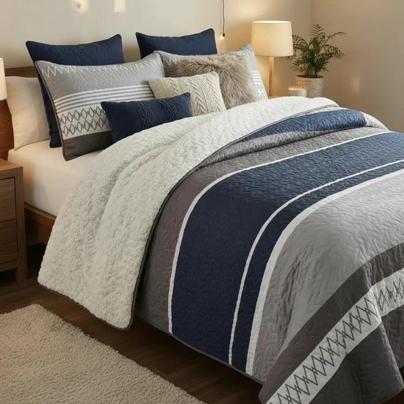 CUBRECAMA SHERPA 2 PLAZAS CON FUNDAS DE ALMOHADA - 1