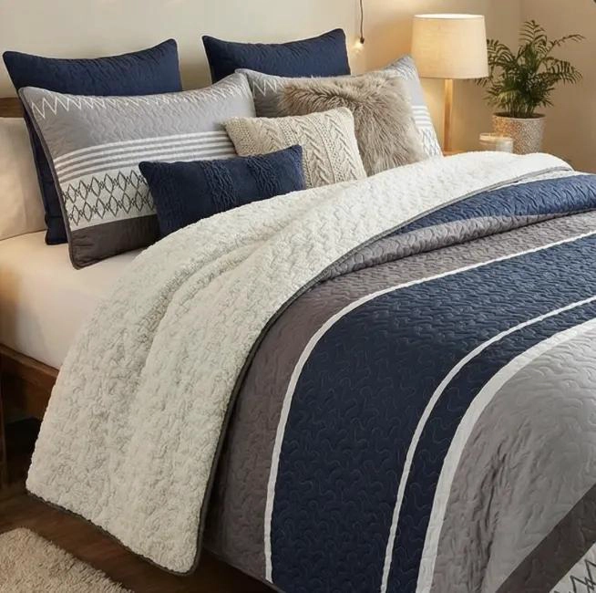 CUBRECAMA SHERPA 2 PLAZAS CON FUNDAS DE ALMOHADA - 4