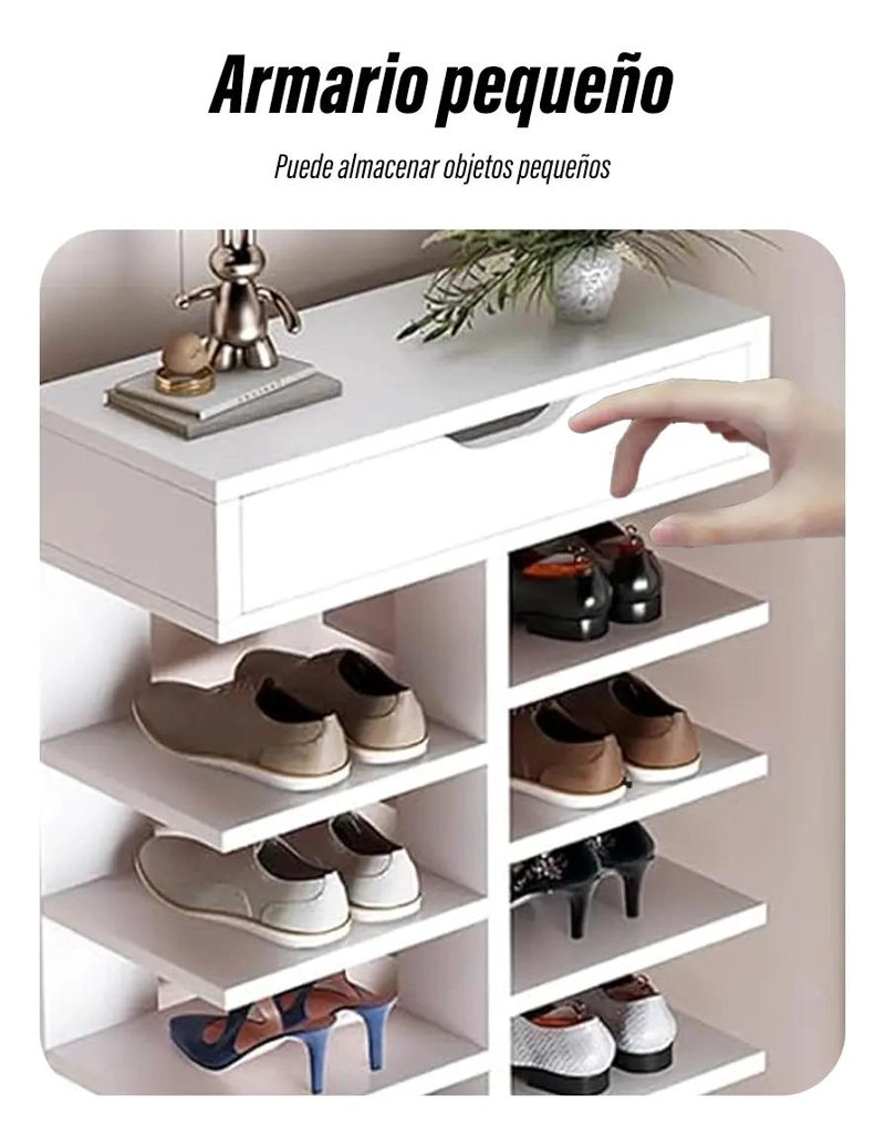 ZAPATERO VERTICAL MODERNO CON CAJON ORGANIZADOR PARA ENTRADA - 4