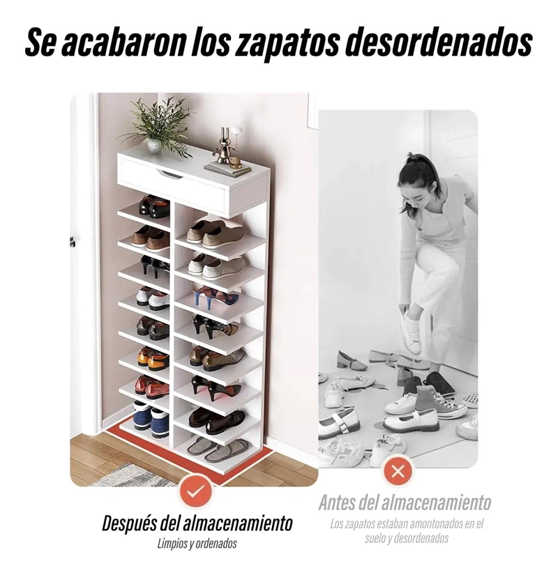 ZAPATERO VERTICAL MODERNO CON CAJON ORGANIZADOR PARA ENTRADA - 5