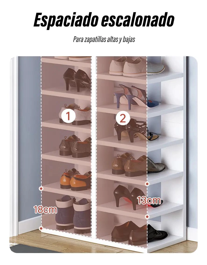 ZAPATERO VERTICAL MODERNO CON CAJON ORGANIZADOR PARA ENTRADA - 6