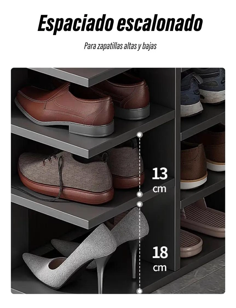 ZAPATERO VERTICAL MODERNO CON CAJON ORGANIZADOR PARA ENTRADA - 7