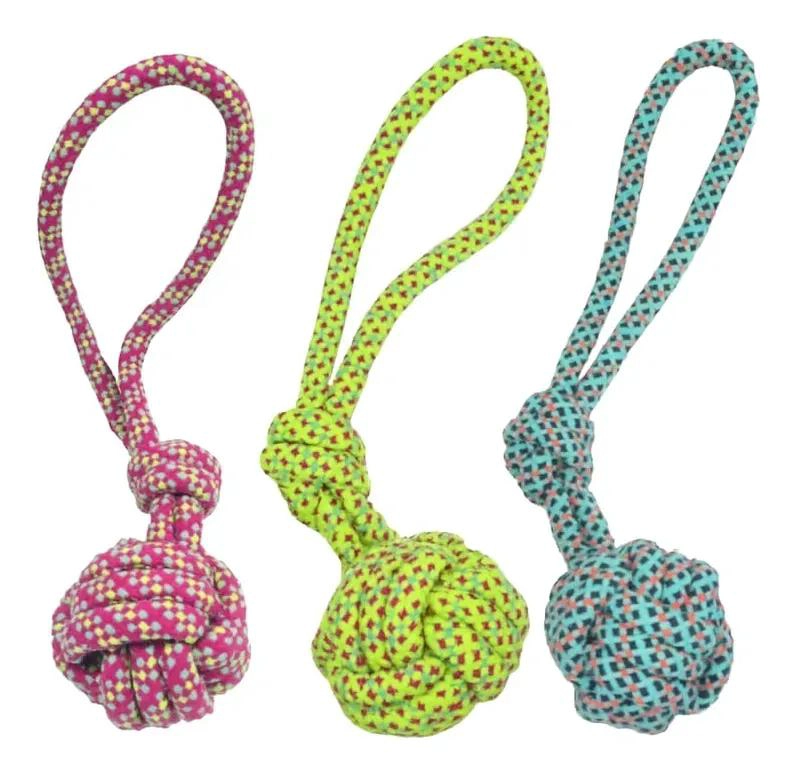 JUGUETE INTERACTIVO PARA PERROS CON CUERDA Y BOLA SONORA - 1