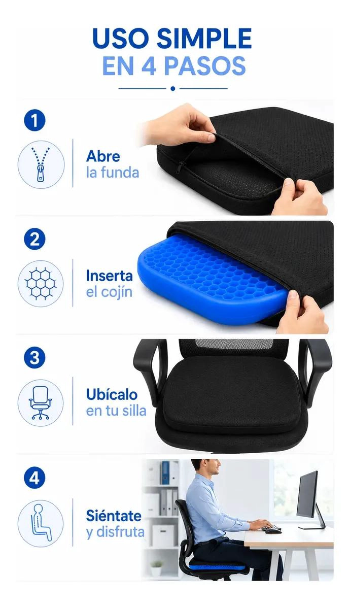 COJIN GEL ERGONOMICO PARA ALIVIO DE PRESION EN SILLAS - 5