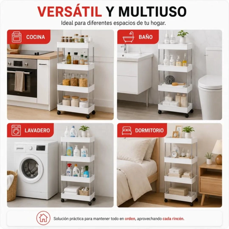 CARRO ORGANIZADOR MULTIUSO DE 4 NIVELES PARA ALMACENAMIENTO - 5