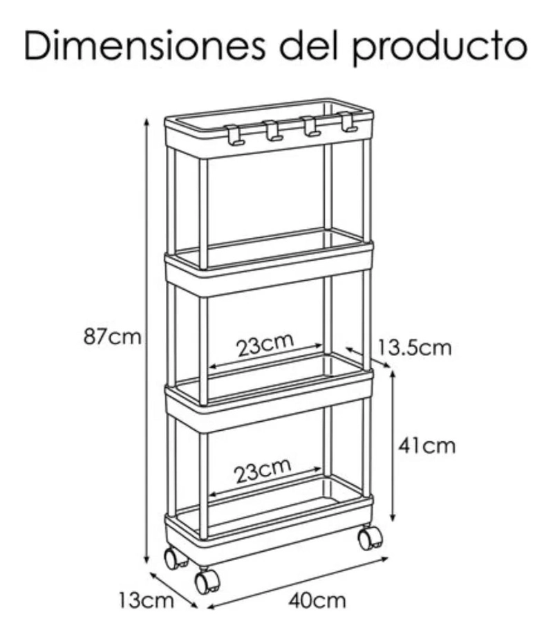 CARRO ORGANIZADOR MULTIUSO DE 4 NIVELES PARA ALMACENAMIENTO - 9