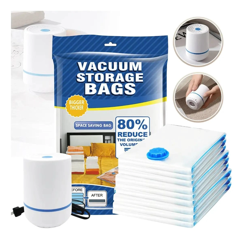 SET DE 8 BOLSAS ORGANIZADORAS AL VACIO CON BOMBA ELE CTRICA - 1