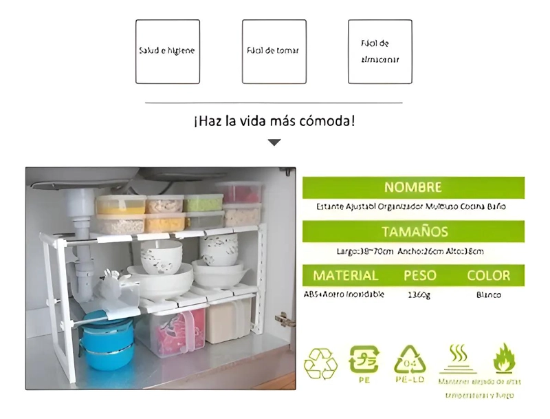 ESTANTE ORGANIZADOR MULTIUSO PARA COCINA Y HOGAR - 9