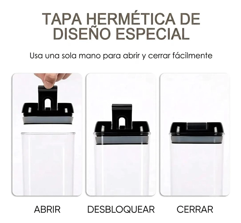 SET DE 7 CONTENEDORES RECTANGULARES HERME TICOS PARA ALIMENTOS - 2
